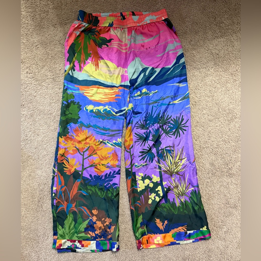 Tropical Pink and Purple Wide Leg Pants